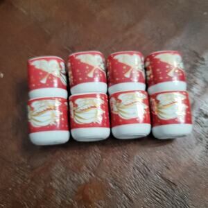Christmas Angel Mini Candleholders Holiday Germany Set of 8 Red White